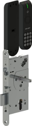 Picture of product ASSA ABLOY Elektronisches Schloss mit Standard RFID Leser L100 EV3 Online Schloss MIFARE DESFire Rohrrahmentür; Euro-PZ; RFID + PIN; Frontplatte 24 mm; Dornmaß 30 mm